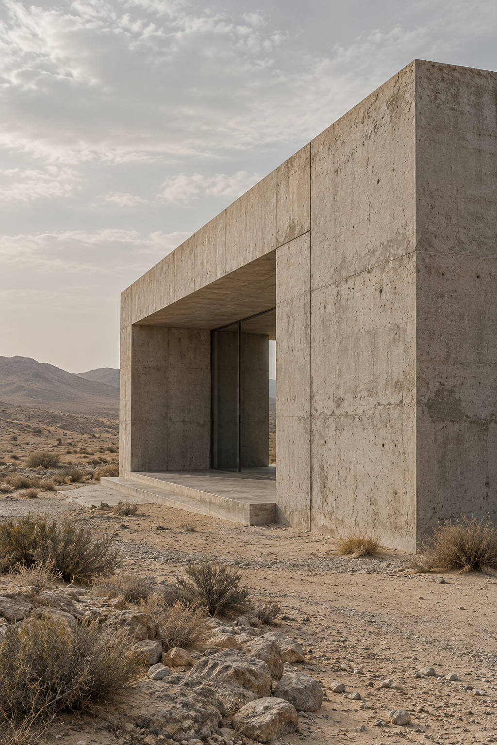 Minimalist concrete architecture in the desert
